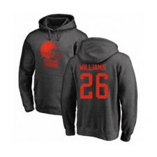 Football Cleveland Browns #26 Greedy Williams Ash One Color Pullover Hoodie