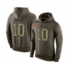 Football Men's Cleveland Browns #10 Taywan Taylor Green Salute To Service Pullover Hoodie