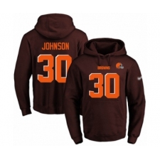Football Men's Cleveland Browns #30 D'Ernest Johnson Brown Name & Number Pullover Hoodie