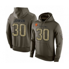 Football Men's Cleveland Browns #30 D'Ernest Johnson Green Salute To Service Pullover Hoodie
