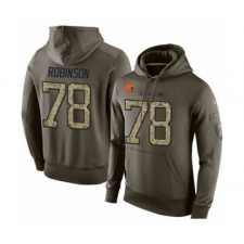 Football Men's Cleveland Browns #78 Greg Robinson Green Salute To Service Pullover Hoodie