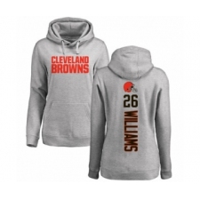 Football Women's Cleveland Browns #26 Greedy Williams Ash Backer Pullover Hoodie