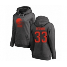Football Women's Cleveland Browns #33 Sheldrick Redwine Ash One Color Pullover Hoodie