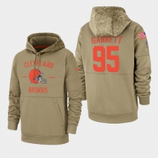 Men's Cleveland Browns #95 Myles Garrett 2019 Salute to Service Sideline Therma Pullover Hoodie - Tan