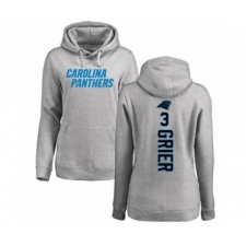 Football Women's Carolina Panthers #3 Will Grier Ash Backer Pullover Hoodie