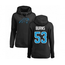 Football Women's Carolina Panthers #53 Brian Burns Black Name & Number Logo Pullover Hoodie