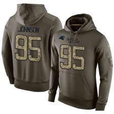 NFL Nike Carolina Panthers #95 Charles Johnson Green Salute To Service Men's Pullover Hoodie