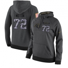 NFL Women's Nike Carolina Panthers #72 Taylor Moton Stitched Black Anthracite Salute to Service Player Performance Hoodie