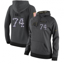 NFL Women's Nike Carolina Panthers #74 Daeshon Hall Stitched Black Anthracite Salute to Service Player Performance Hoodie