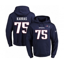 Football Men's New England Patriots #75 Ted Karras Navy Blue Name & Number Pullover Hoodie