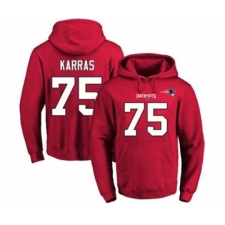 Football Men's New England Patriots #75 Ted Karras Red Name & Number Pullover Hoodie