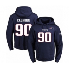 Football Men's New England Patriots #90 Shilique Calhoun Navy Blue Name & Number Pullover Hoodie