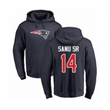 Football New England Patriots #14 Mohamed Sanu Sr Navy Blue Name & Number Logo Pullover Hoodie