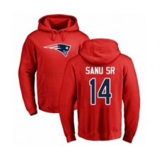 Football New England Patriots #14 Mohamed Sanu Sr Red Name & Number Logo Pullover Hoodie