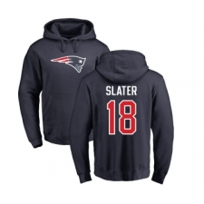 Football New England Patriots #18 Matthew Slater Navy Blue Name & Number Logo Pullover Hoodie