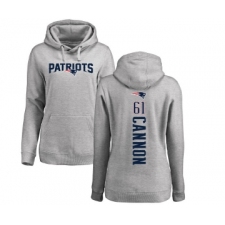 Football Women's New England Patriots #61 Marcus Cannon Ash Backer Pullover Hoodie
