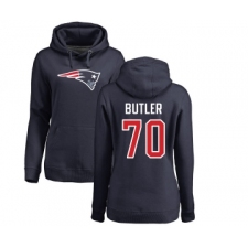 Football Women's New England Patriots #70 Adam Butler Navy Blue Name & Number Logo Pullover Hoodie
