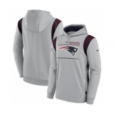 Men's New England Patriots 2021 Gray Sideline Logo Performance Pullover Hoodie