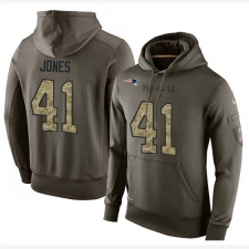 NFL Nike New England Patriots #41 Cyrus Jones Green Salute To Service Men's Pullover Hoodie