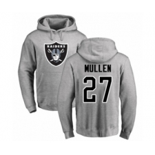 Football Oakland Raiders #27 Trayvon Mullen Ash Name & Number Logo Pullover Hoodie
