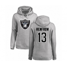 Football Women's Oakland Raiders #13 Hunter Renfrow Ash Name & Number Logo Pullover Hoodie