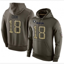 NFL Nike Oakland Raiders #18 Connor Cook Green Salute To Service Men's Pullover Hoodie