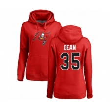 Football Women's Tampa Bay Buccaneers #35 Jamel Dean Red Name & Number Logo Pullover Hoodie