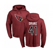 Football Arizona Cardinals #41 Kenyan Drake Maroon Name & Number Logo Pullover Hoodie