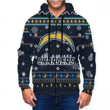 Chargers Team Christmas Ugly Men's Zip Hooded Sweatshirt