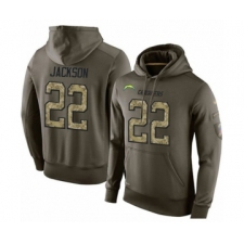 Football Los Angeles Chargers #22 Justin Jackson Green Salute To Service Men's Pullover Hoodie