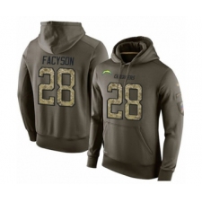 Football Los Angeles Chargers #28 Brandon Facyson Green Salute To Service Men's Pullover Hoodie