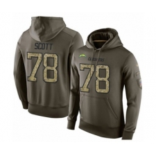 Football Los Angeles Chargers #78 Trent Scott Green Salute To Service Men's Pullover Hoodie