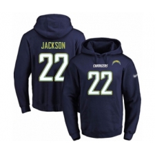 Football Men's Los Angeles Chargers #22 Justin Jackson Navy Blue Name & Number Pullover Hoodie