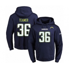 Football Men's Los Angeles Chargers #36 Roderic Teamer Navy Blue Name & Number Pullover Hoodie