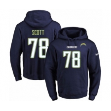 Football Men's Los Angeles Chargers #78 Trent Scott Navy Blue Name & Number Pullover Hoodie