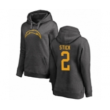 Football Women's Los Angeles Chargers #2 Easton Stick Ash One Color Pullover Hoodie