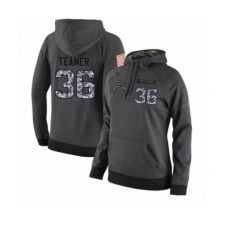 Football Women's Los Angeles Chargers #36 Roderic Teamer Stitched Black Anthracite Salute to Service Player Performance Hoodie