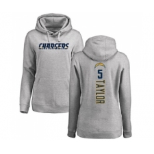 Football Women's Los Angeles Chargers #5 Tyrod Taylor Ash Backer Pullover Hoodie