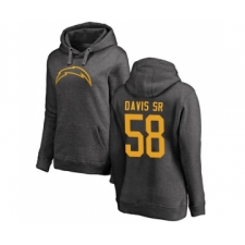 Football Women's Los Angeles Chargers #58 Thomas Davis Sr Ash One Color Pullover Hoodie