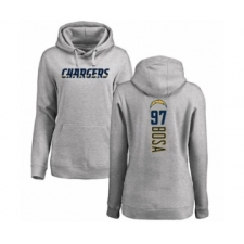 Football Women's Los Angeles Chargers #97 Joey Bosa Ash Backer Pullover Hoodie