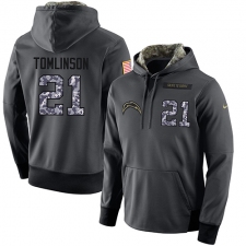 NFL Men's Nike Los Angeles Chargers #21 LaDainian Tomlinson Stitched Black Anthracite Salute to Service Player Performance Hoodie