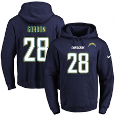 NFL Men's Nike Los Angeles Chargers #28 Melvin Gordon Navy Blue Name & Number Pullover Hoodie