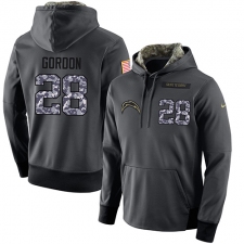 NFL Men's Nike Los Angeles Chargers #28 Melvin Gordon Stitched Black Anthracite Salute to Service Player Performance Hoodie