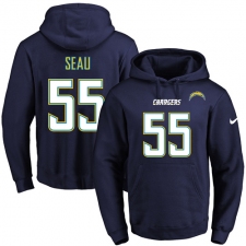 NFL Men's Nike Los Angeles Chargers #55 Junior Seau Navy Blue Name & Number Pullover Hoodie