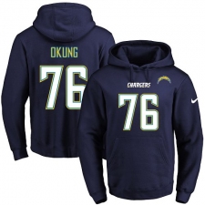 NFL Men's Nike Los Angeles Chargers #76 Russell Okung Navy Blue Name & Number Pullover Hoodie