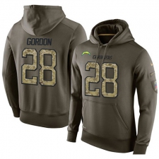 NFL Nike Los Angeles Chargers #28 Melvin Gordon Green Salute To Service Men's Pullover Hoodie