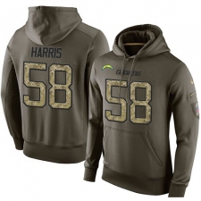 NFL Nike Los Angeles Chargers #58 Nigel Harris Green Salute To Service Men's Pullover Hoodie