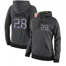 NFL Women's Nike Los Angeles Chargers #28 Melvin Gordon Stitched Black Anthracite Salute to Service Player Performance Hoodie