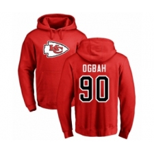 Football Kansas City Chiefs #90 Emmanuel Ogbah Red Name & Number Logo Pullover Hoodie