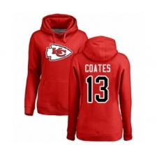 Football Women's Kansas City Chiefs #13 Sammie Coates Red Name & Number Logo Pullover Hoodie